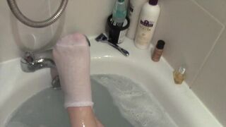 Moist Socks & Abdomen Rubs In The Washroom - big beautiful woman Overweight Sock Tina Snua - 15 image