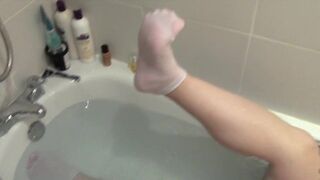 Moist Socks & Abdomen Rubs In The Washroom - big beautiful woman Overweight Sock Tina Snua - 2 image
