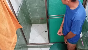 I spy on my stepmother during the time that that babe is taking a washroom, I masturbate and this babe discovers me, we fuck in advance of my father arrives, I'm sorry daddy but your wife is very priceless