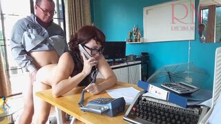 Office domination Boss copulates secretary whilst that babe is on the phone. Oral in office Livecam two - 10 image