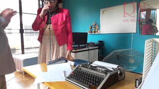 Office domination Boss copulates secretary whilst that babe is on the phone. Oral in office Livecam two - 4 image