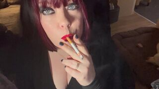 British Tart Tina Snua Tugs On Her Merry Teats & Chain Smokes two Cigarettes - Large Melons big beautiful woman Satisfies Yr Smokin' Fetish - 3 image