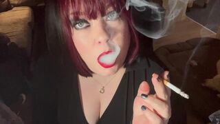 British Tart Tina Snua Tugs On Her Merry Teats & Chain Smokes two Cigarettes - Large Melons big beautiful woman Satisfies Yr Smokin' Fetish - 5 image