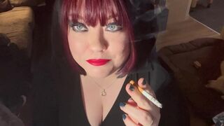 British Tart Tina Snua Tugs On Her Merry Teats & Chain Smokes two Cigarettes - Large Melons big beautiful woman Satisfies Yr Smokin' Fetish - 6 image