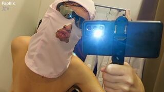 Try On Haul - Hot Hairy Milf Shows Extremely Hairy Pussy In The Locker Room - 4 image