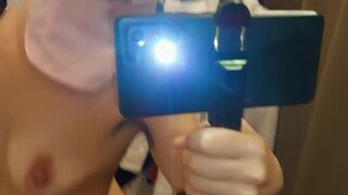 Try On Haul - Hot Hairy Milf Shows Extremely Hairy Pussy In The Locker Room - 5 image