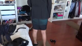 Beautiful stepmother dresses to go fuck, comes back and undresses, still aroused. - 2 image