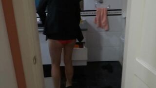Beautiful stepmother dresses to go fuck, comes back and undresses, still aroused. - 4 image