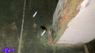 Watch Bibi 58 flaunt her big clit and flash her wet pussy on top of a roof
