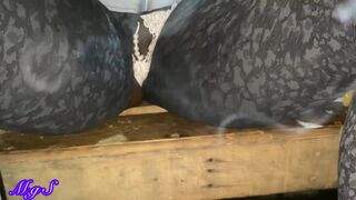 Watch Bibi 58 flaunt her big clit and flash her wet pussy on top of a roof