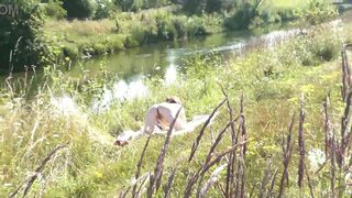 Konstanzia and Penis73 strip naked in public beach & play with their hairy pussies - 10 image